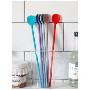 국산 실리콘 롱스푼 조리도구 머들러 티스푼, 1개