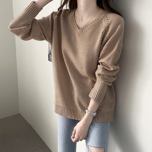 바이단미 MADE 여성용 기본 베이직 심플 스카시 브이넥 니트 여성패션의류