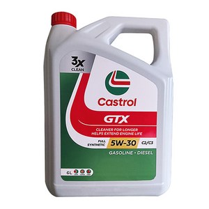 CASTROL 캐스트롤 GTX 5W30 SN C3 6L 겸용 엔진오일, 1개