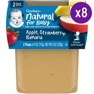 거버 2단계 이유식 사과딸기바나나 2개입 Gebe 2nd Foods Apple Stawbey Banana, 226g, 8개