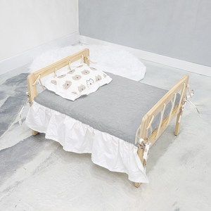 HK.SELL 강아지 고양이 원목 침대, 그레이 침구 세트