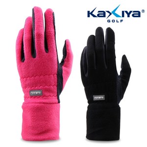 Kaxiya 여성용 방한 겨울용 양손 골프장갑, 블랙