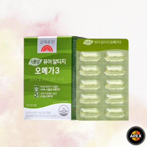 고려은단 식물성 퓨어 알티지 오메가3 801mg 60캡슐 3통 미세조류 무균배양 GT, 3개, 60정