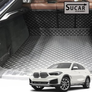 BMW X6 (G06) 슈카마켓 퀄팅 트렁크매트 차박매트 BMW, 블랙+블랙, 트렁크 바닥매트(일체형)