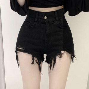 [누적1000장판매 ~L 당일배송] 여성용 반바지 청바지 여름바지 개미허리 하이웨스트 데미지 데님 핫팬츠 청반바지 숏팬츠