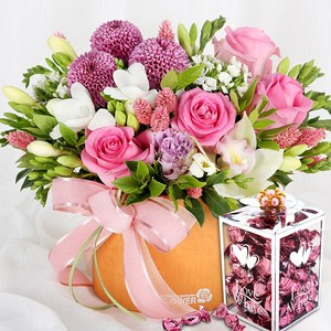 99플라워 [화이트데이 당일도착] 전국 꽃배달서비스 사탕 꽃바구니 당일배송 캔디 꽃다발 배달 생화 꽃 선물, 12.[B460]-12.꽃사랑(캔디포함)