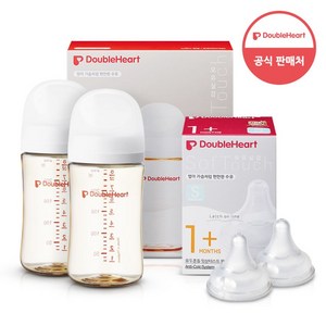 더블하트 모유실감 3세대 PPSU 베이직 트윈팩 240ml+젖꼭지(2입), 제뉴인화이트 트윈팩, 3세대 젖꼭지S, 1개