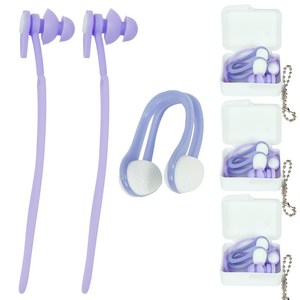 워터쉴드 분실방지 수영 귀마개 + 코마개 세트, 3세트, 퍼플