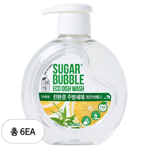 슈가버블 친환경 주방세제 레몬 버베나, 750ml, 6개