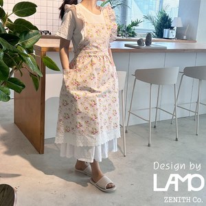 국내생산 자체제작 원피스 프릴 레이스 앞치마 예쁜 북유럽 핑크 로즈마리 감성 디자인 카페 바리스타 꽃집 어린이집 미용실 네일샵 앞치마, 1개