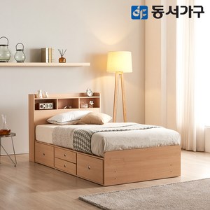 동서가구 미휴 수납헤드 깊은서랍 슈퍼싱글 SS 침대 프레임 DF635990, 메이플