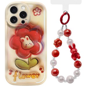 인트그로 플라워 토끼 스트랩 휴대폰 케이스