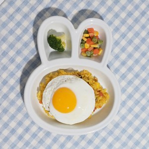 토끼 어린이 도자기식판 유아 이유식 아기식판, 1개, 식판