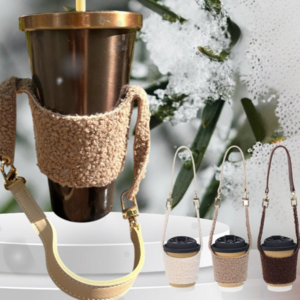 진블랑 포근한 텀블러 양털 보온 가방 파우치 컵캐리어, 1개, 베이지