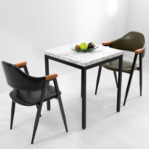 마블S 올리브 2인 식탁 테이블 세트, 블랙+브라운
