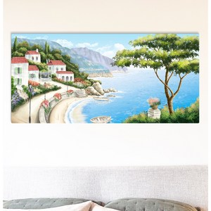 지중해 풍경 그림 인테리어 와이드 액자 프리미엄 프린팅, (지중해2)지중해의 해변