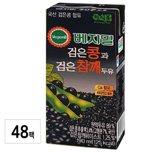 베지밀 검은콩과 검은참깨 두유, 190ml, 48개