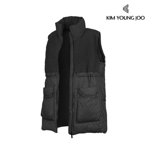 김영주 여성 부클 오버핏 패딩 베스트 / 여자 뽀글이 경량 롱 패딩조끼
