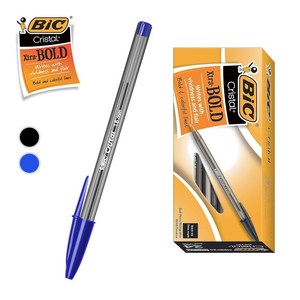 BIC 볼펜 크리스탈 1.6mm Cristal 볼드 빅볼펜, 12개, 블루