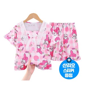 (국내 당일발송)산리오 스퀘어넥 반팔 상하복 파자마 실내복 상하세트 잠옷