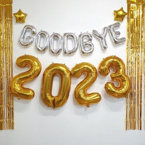 재미제이 굿바이 2023 숫자풍선세트(골드중형) 송년회 연말파티풍선세트