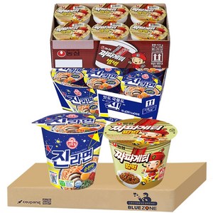 블루존 진라면 순한맛 소컵라면 65g (6입) + 짜파게티범벅(6입)