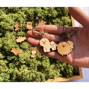 오월공방 강아지 키링 원목열쇠고리 비숑 웰시코기 코카스파니엘 퍼그 치와와 포메라니안 시츄 인식표, 코카스파니엘 체리, 엔틱, 손글씨체