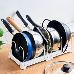1+1 후라이팬정리대 냄비 뚜껑 거치대 그릇 정리대, 화이트+그레이