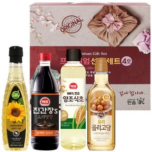 프리미엄 오일 선물세트4종 A타입 해바라기유500ml+진간장500ml+양조식초500ml+요리 올리고당500g, 프리미엄 오일 선물세트 4종_A타입, 1개, 500ml