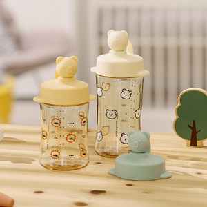 아키움 유아용 곰돌이 PPSU 빨대컵 260ml, 베이비블루, 1개