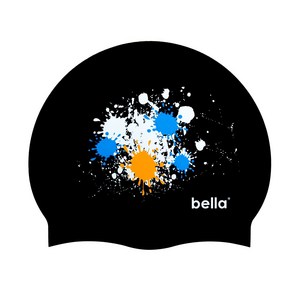 bella 벨라 페인트 제작수모 디자인 실리콘 수영모자, 1개, 블랙