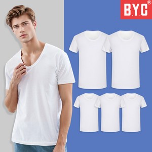 BYC 남자 반팔 런닝 5매 세트 순면 40수 남성 런닝셔츠 면 100 티셔츠