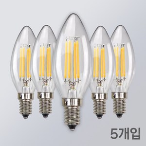 LED 촛대구 COB E14 E17 E26 에디슨전구 카페조명 샹들리에 전구 KS인증, 5개