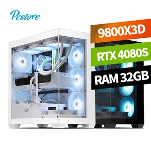 피씨스토어 하이엔드 게이밍PC R7 9800X3D RTX4080SUPER (32GB M.2 1TB) 스팀게임용 조립 게이밍 컴퓨터, 블랙(기본), 32GB