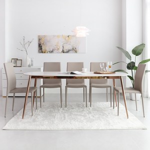티엔느 디자인 포세린 세라믹 식탁세트 (1800 테이블) 모디카 6인용+비체 의자6p, 1800 사각, 비체(라이트 그레이 6p)