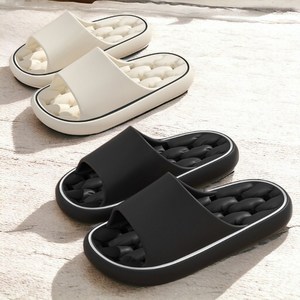 BMYX 폭신폭신 쿠션감 EVA 논슬립 커플 욕실화 2P, 화이트+블랙