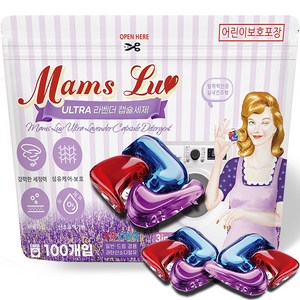 맘스럽 울트라 라벤더 캡슐세제 파우치형 16gX100개입 프리미엄 국내생산 특대용량 초고농축 실내건조형 일반겸용