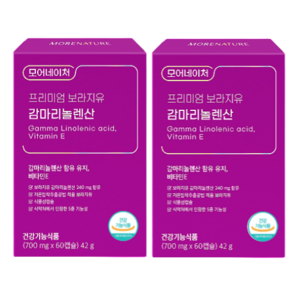 모어네이처 감마리놀렌산 보라지유 생리전증후군 여성 PMS 영양제 다이어트 피부개선 갱년기증상완화 감마리놀렌산 콜레스테롤감소 달맞이꽃 종자유, 2박스, 2개