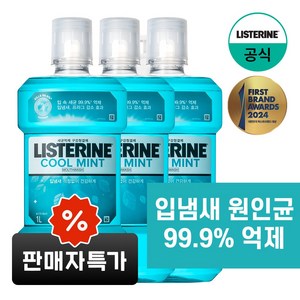 리스테린 쿨민트 구강청결제, 1L, 3개