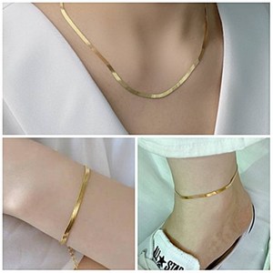 실버925 18k 골드 3mm 스네이크 뱀줄 (팔찌/발찌/목걸이) 3종 은세트