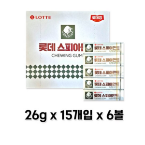 롯데 스피아민트 츄잉껌 26gX90개입 BOX 식품 > 스낵/간식 초콜릿/사탕/젤리/껌 일반껌, 26g, 90개