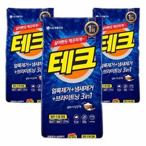 테크 3 in 1 일반드럼 겸용 분말 세탁세제 리필, 3kg, 3개