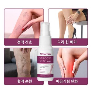 Nekvno 정맥염 스프레이 하지정맥류 혈관염 릴렉스 붓기 혈행개선 완화 근육통, 2개, 35ml