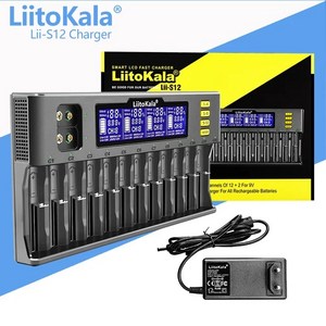 리튬 충전기 배터리 LiitoKala Lii-S8 Lii-S12 LCD 이온 LiFePO4 Ni-MH Ni-Cd 9V 21700 20700 26650 18350 18650 RCR, [01] Lii-S12 no ca, [01] EU, 1) LiiS12 no ca  EU, 1개