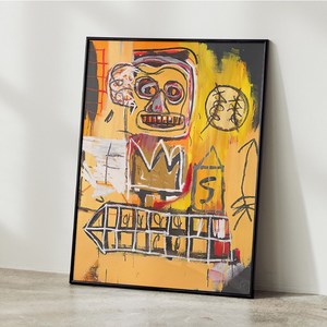 장미쉘 바스키아 그림 포스터 거실그림액자 명화그림 액자 작품 인테리어 JEAN MICHEL BASQUIAT 02, A2 사이즈(420x594mm), A2 포스터 + 블랙 액자 결합