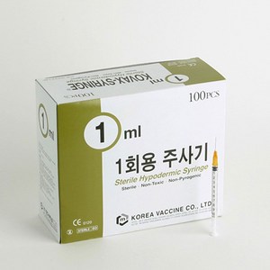 한백 일회용주사기 1cc 26G 1/2 100개 의료용 병원용 dk*625eQ