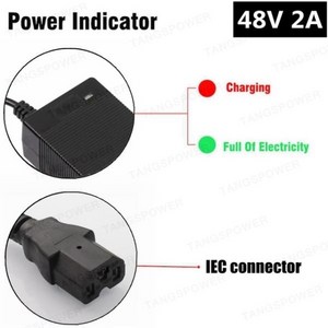 TANGSPOWER 48V 2A 전기 자전거 납산 배터리 충전기 57.6V 전자 스쿠터 오토바이, [01] 미국, [06] 3P Plug, 1개