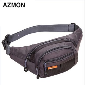 AZMON 멀티 포켓 미니 힙색가방 다용도 방수 크로스백 35cm x 14cm x 15cm 남여공용 2.5L, 블랙, 1개