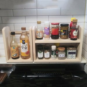 우드홈 양념통선반 원목 받침대 주방선반 진열대 조미료통 정리 수납 거치대 다용도선반, 가로형, 1개