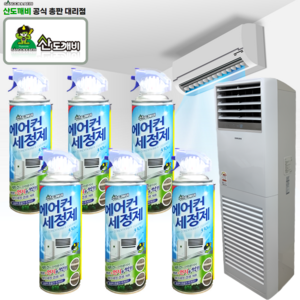 산도깨비 에어컨 세정제관리 청소스프레이 에어컨세척제클리너 먼지냄새악취탈취청소 강력분사 거품타입 곰팡이제거제 탈취제 냉각핀청소 에어컨 세정제 330ml 냉각핀 필터, 에어컨세정제 6개